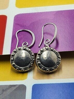 Earrings with vintage Todd Oldham Buttons 90s silver tone